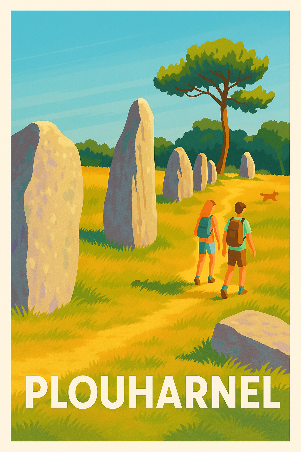 Morbihan France Pas de Cadre / 20 × 30cm Affiche de Plouharnel - À la découverte des mystérieux menhirs