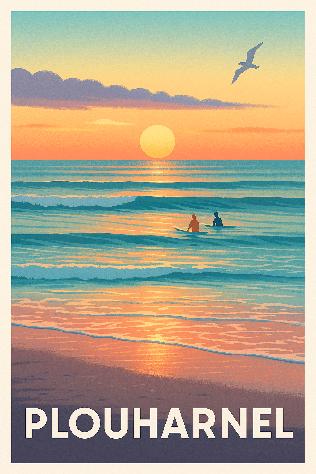 Affiche Plouharnel — Sérénité au coucher de soleil breton · poster d'art de Plouharnel