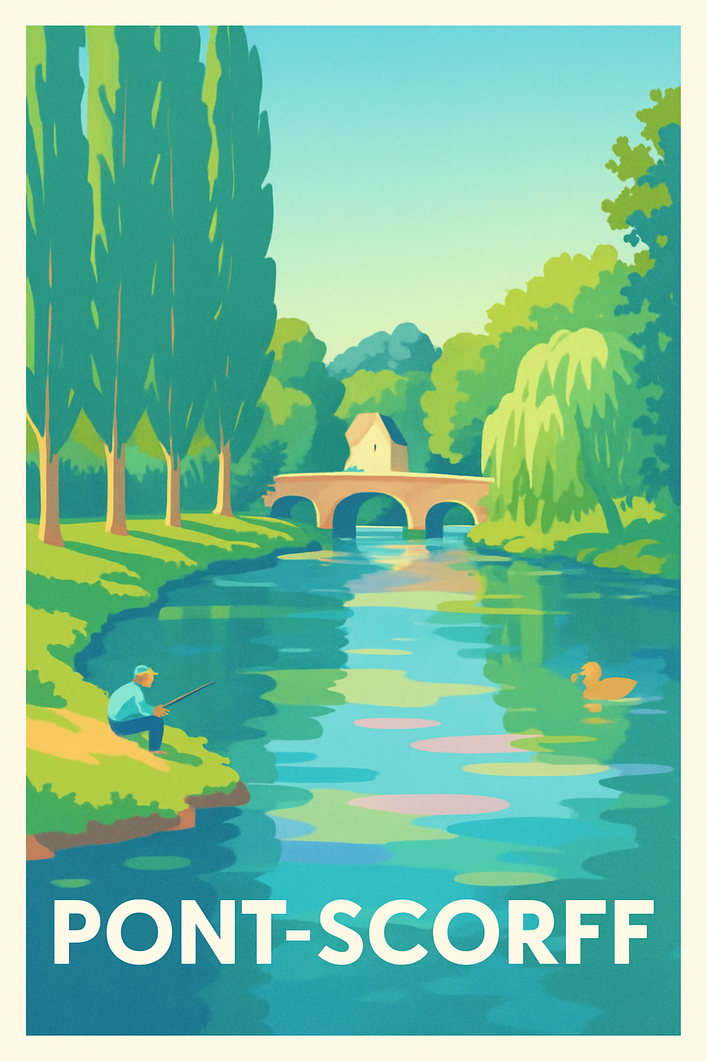 Affiche Pont-Scorff — Sérénité au fil de l'eau · poster d'art de Pont-Scorff