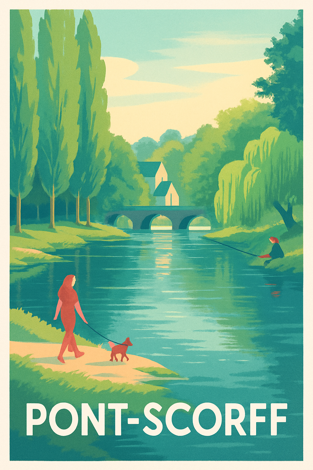 Affiche Pont-Scorff — Sérénité au fil de la rivière · poster d'art de Pont-Scorff