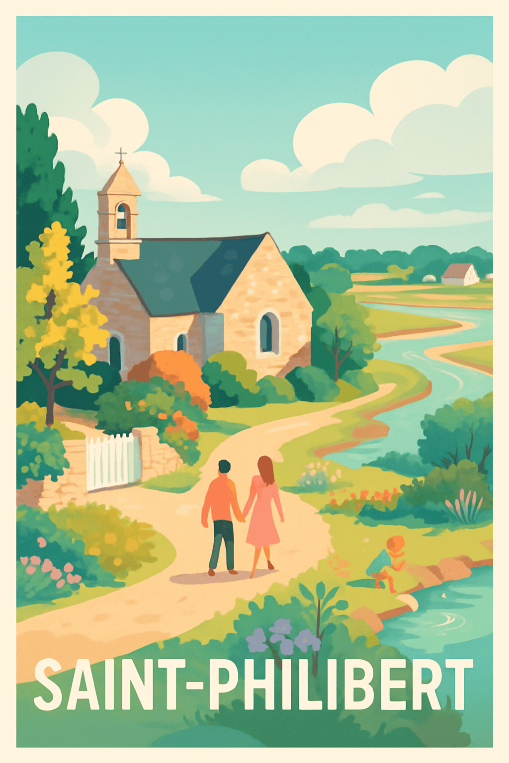 Affiche Saint-Philibert — Promenade bucolique au fil de l'eau · poster d'art de Saint-Philibert