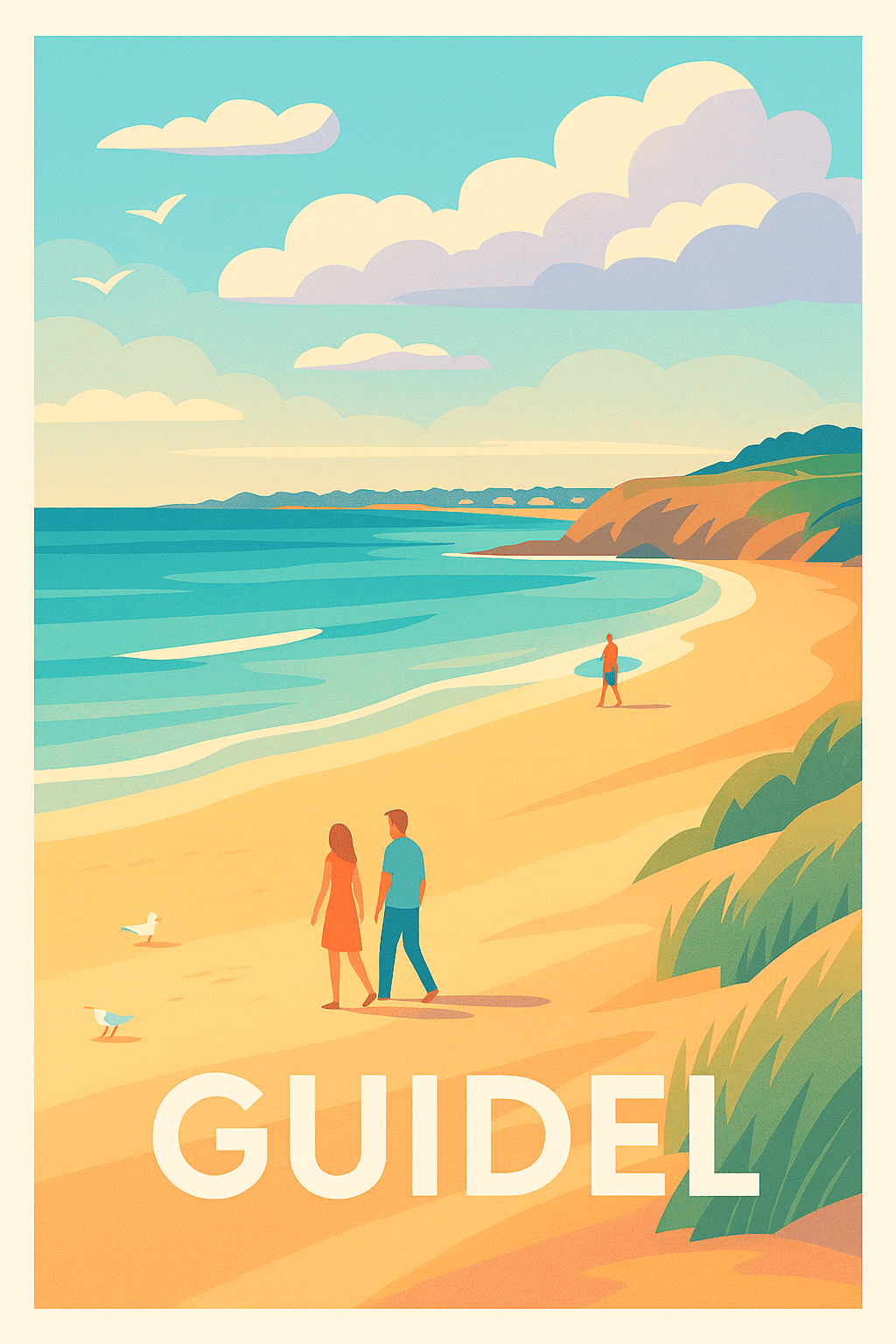 Affiche Guidel — Promenade au bord de l'océan · poster d'art de Guidel