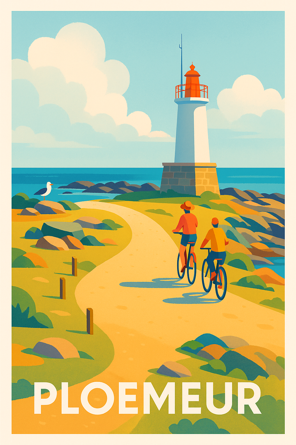 Affiche Ploemeur — Balade au phare sur la côte bretonne · poster d'art de Ploemeur