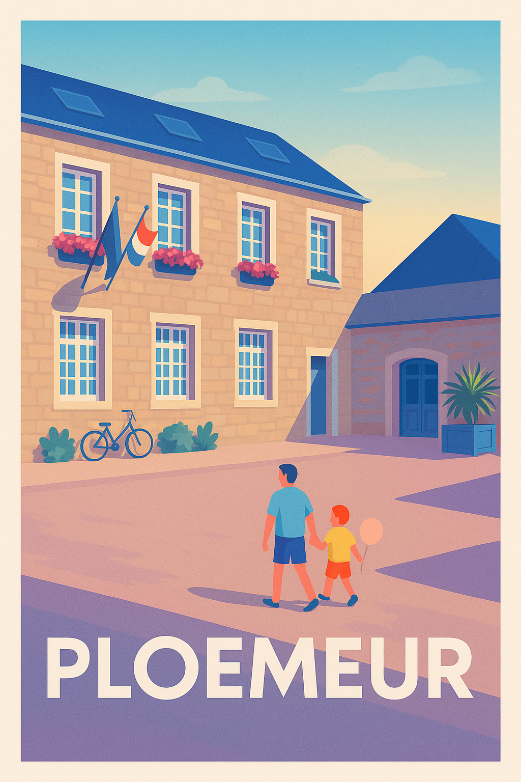 Morbihan France Pas de Cadre / 20 × 30cm Affiche Ploemeur - Douce promenade au cœur de la ville