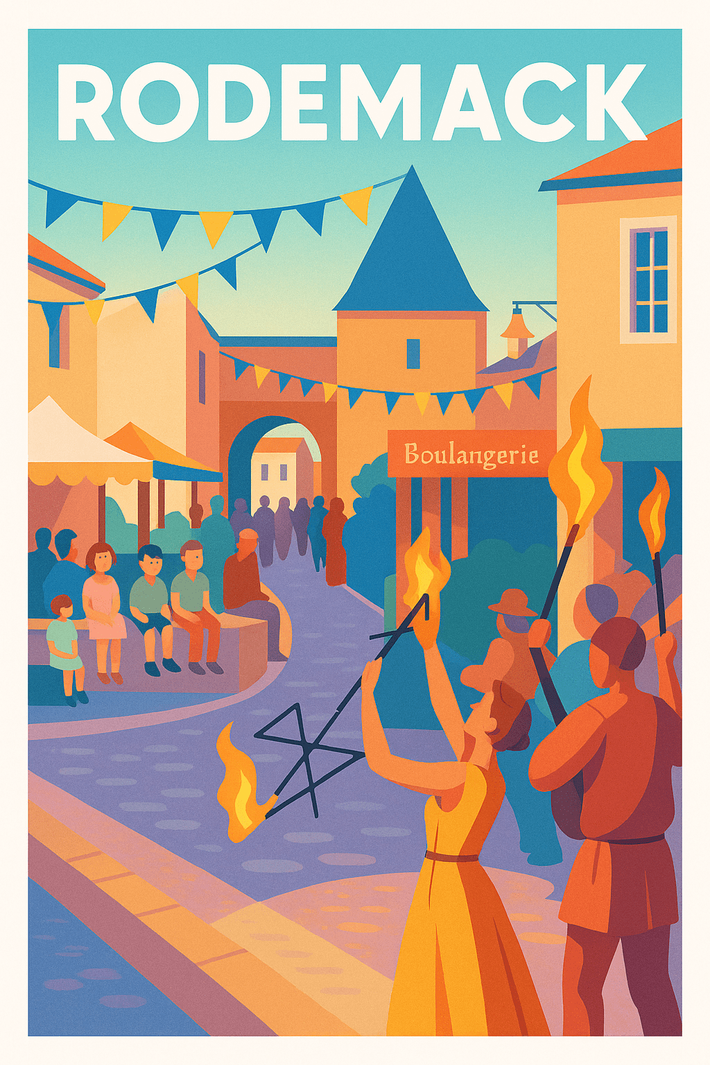 Moselle France Affiche de Rodemack - L'Art du Feu en Fête