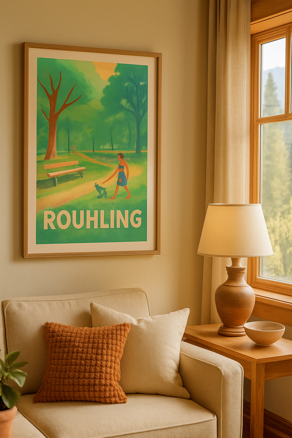 Moselle France Affiche de Rouhling - Promenade paisible au parc