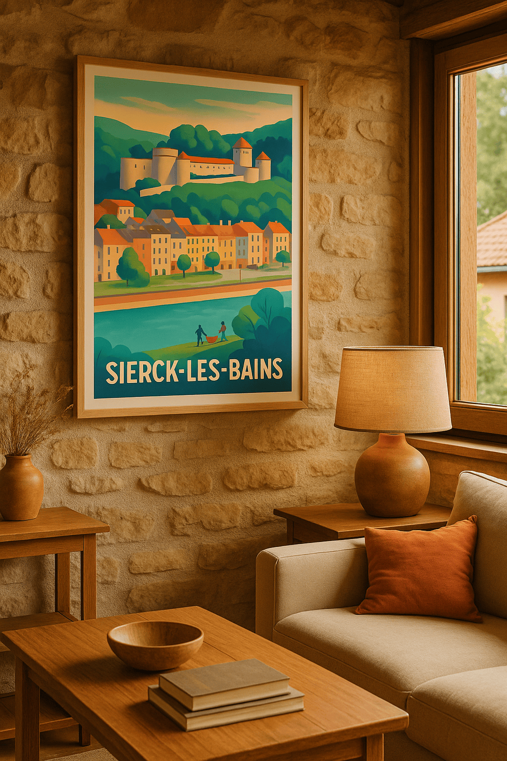 Moselle France Affiche de Sierck-les-Bains - Charme historique au fil de l'eau