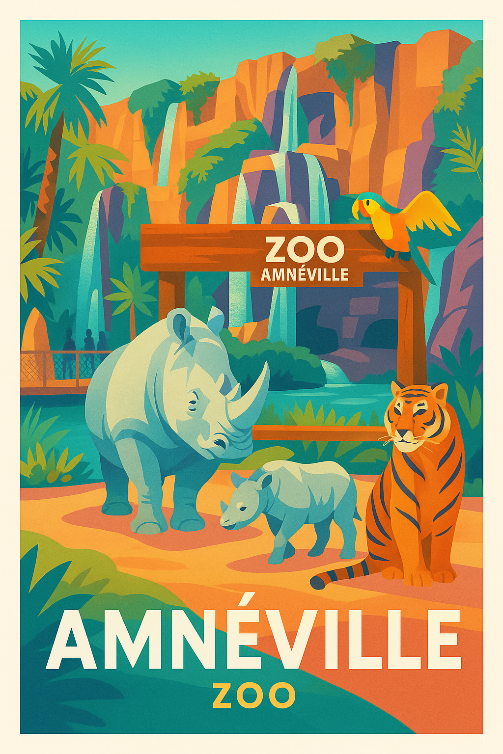Moselle France Pas de Cadre / 20 × 30cm Affiche de Amnéville - L'évasion sauvage au Zoo d'Amnéville
