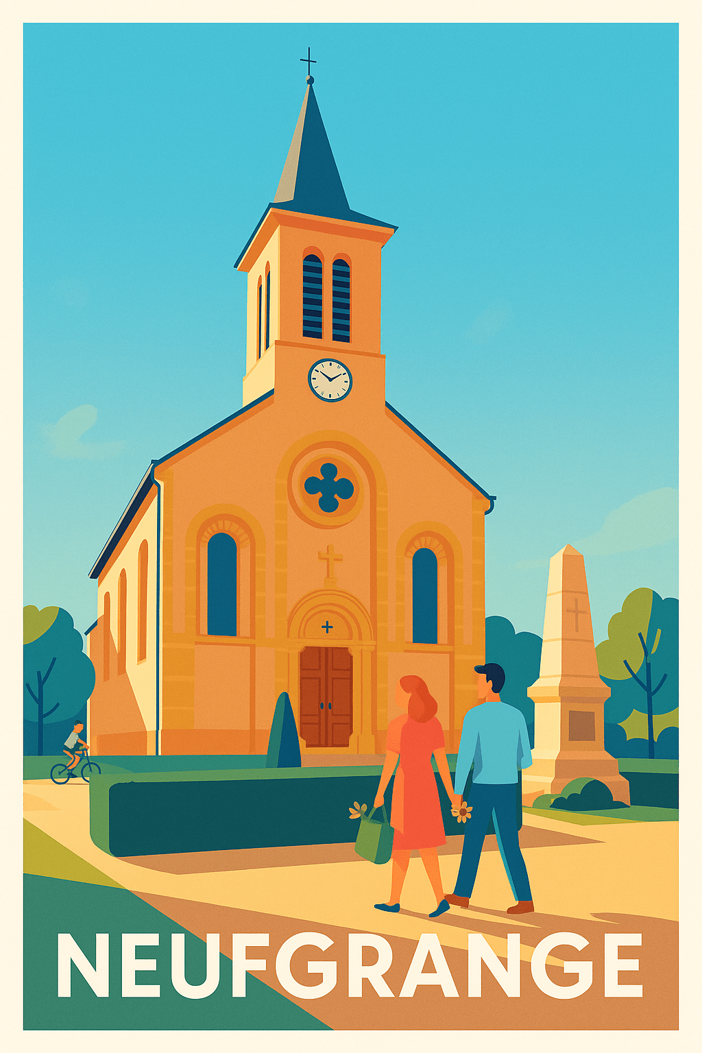 Moselle France Pas de Cadre / 20 × 30cm Affiche de Neufgrange - Charme paisible et patrimoine authentique