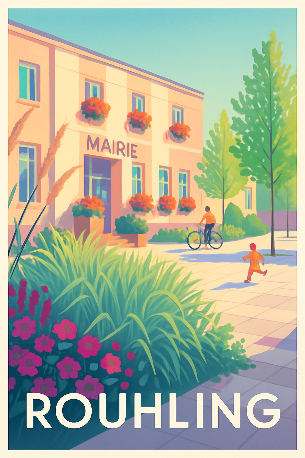 Moselle France Pas de Cadre / 20 × 30cm Affiche de Rouhling - Charmante Sérénité Citadine