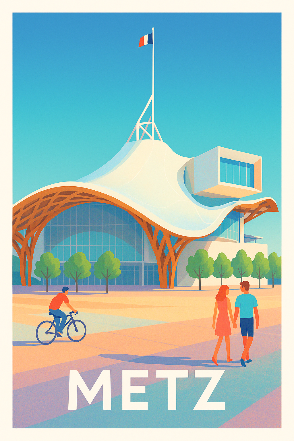 Moselle France Pas de Cadre / 20 × 30cm Affiche Metz - L'élégance architecturale au cœur de la Lorraine