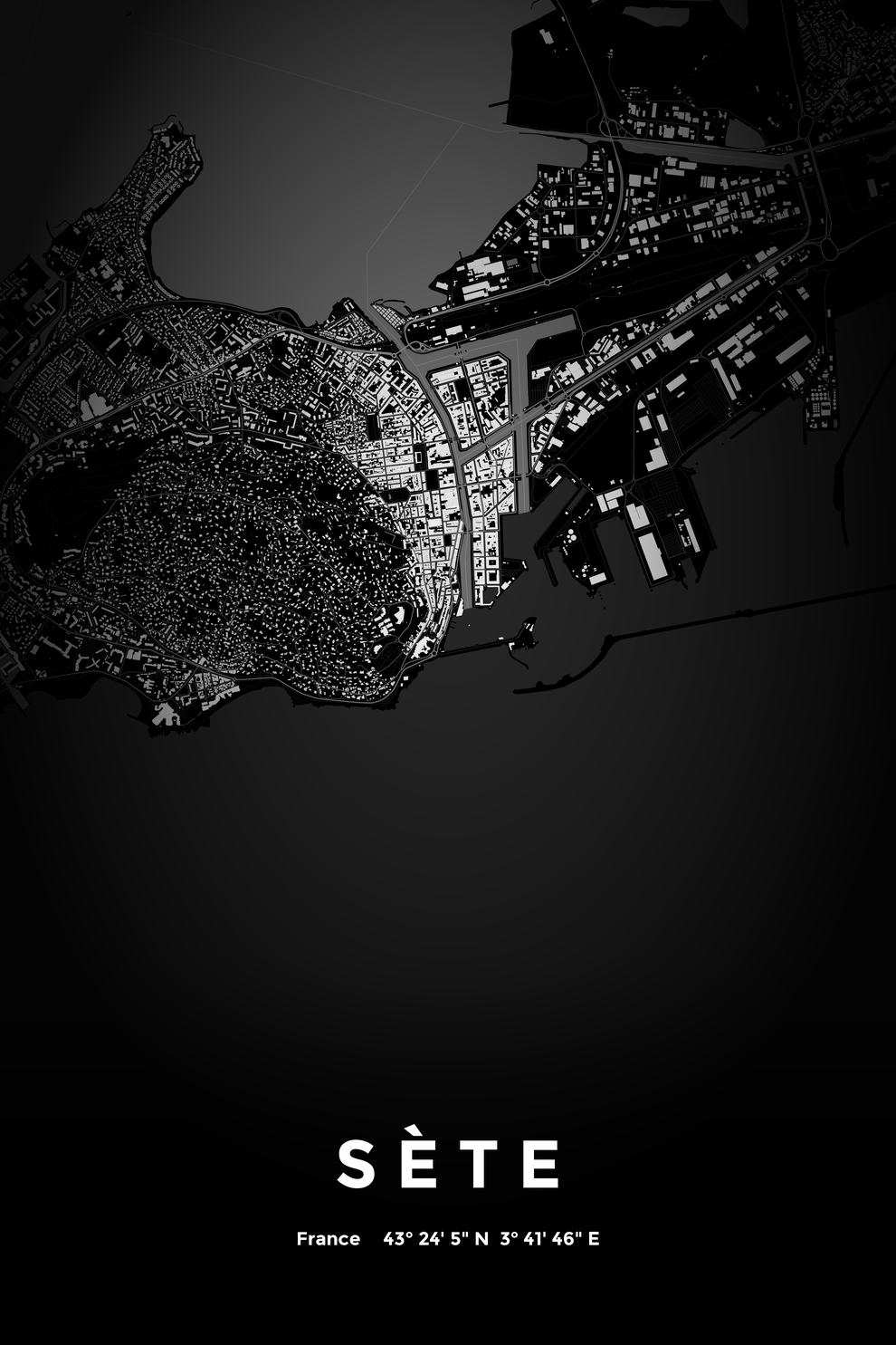 Carte de Sète nuit - Affiche personnalisée