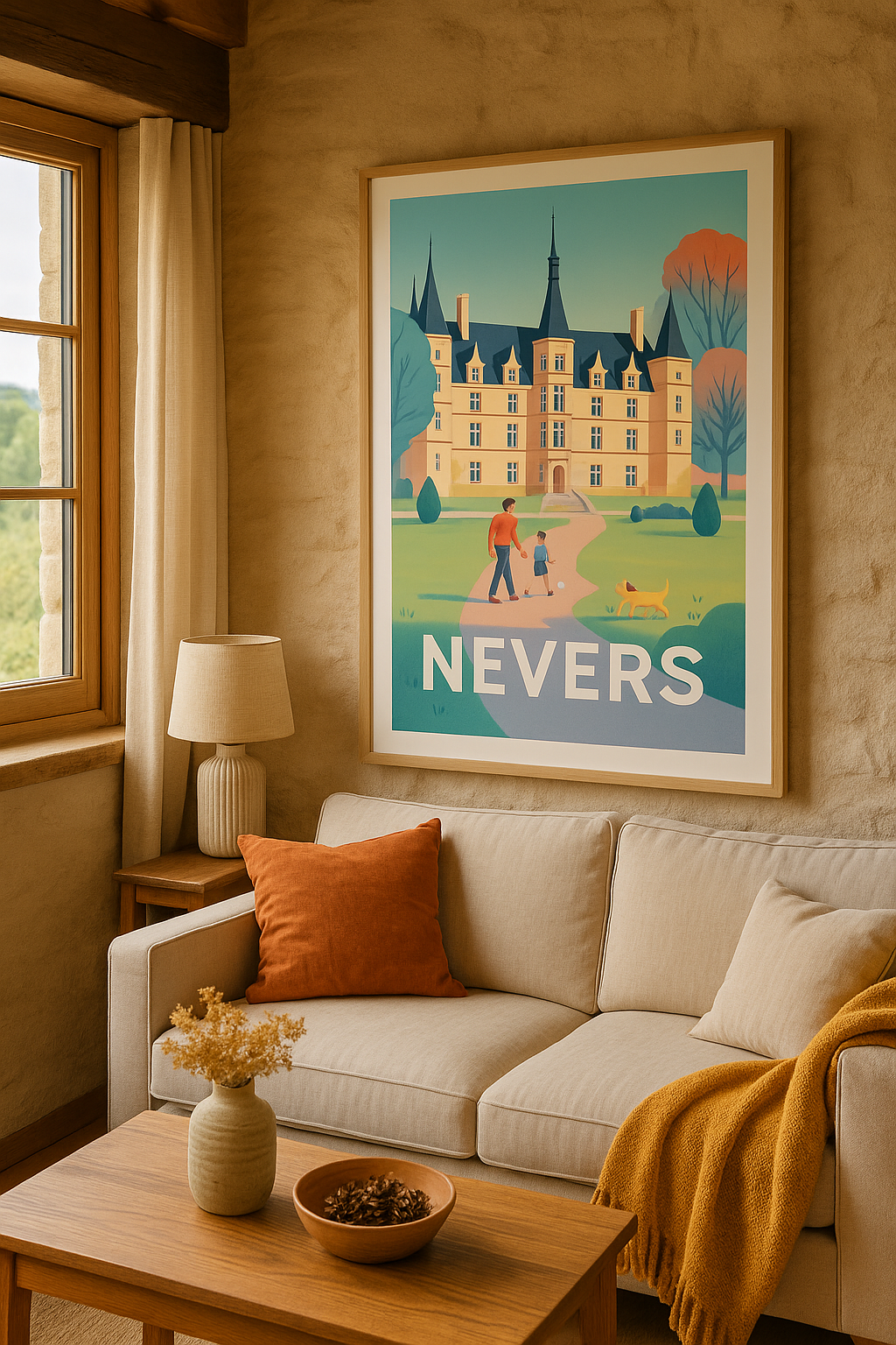 Nièvre France Affiche Nevers - Évasion au Château dans la douceur du jardin