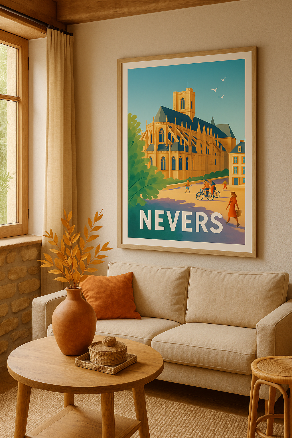 Affiche Nevers — L'élégance gothique en plein cœur de la ville · poster d'art de Nevers