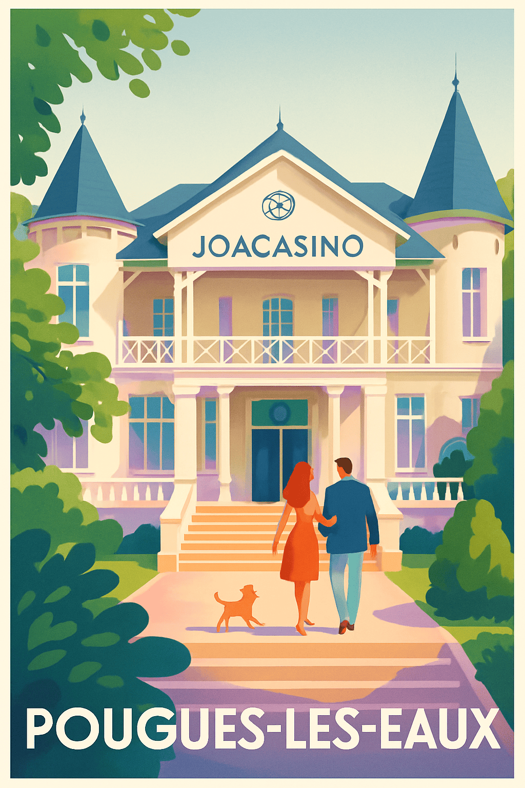 Affiche Pougues-les-Eaux — L'élégance du Joacasino · poster d'art de Pougues-les-Eaux