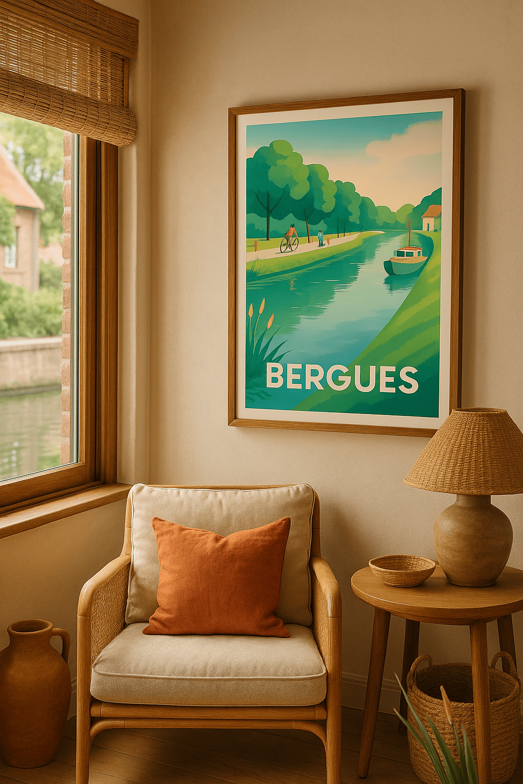Affiche Bergues — Escapade bucolique au fil de l'eau · poster d'art de Bergues