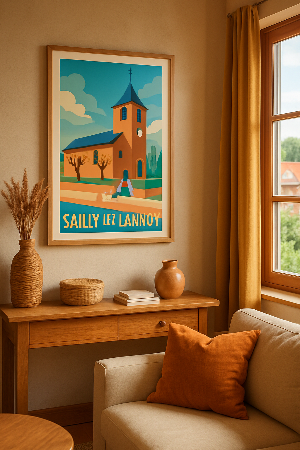 Nord France Affiche de Sailly-lez-Lannoy - Charme paisible d'une église au cœur de la ville