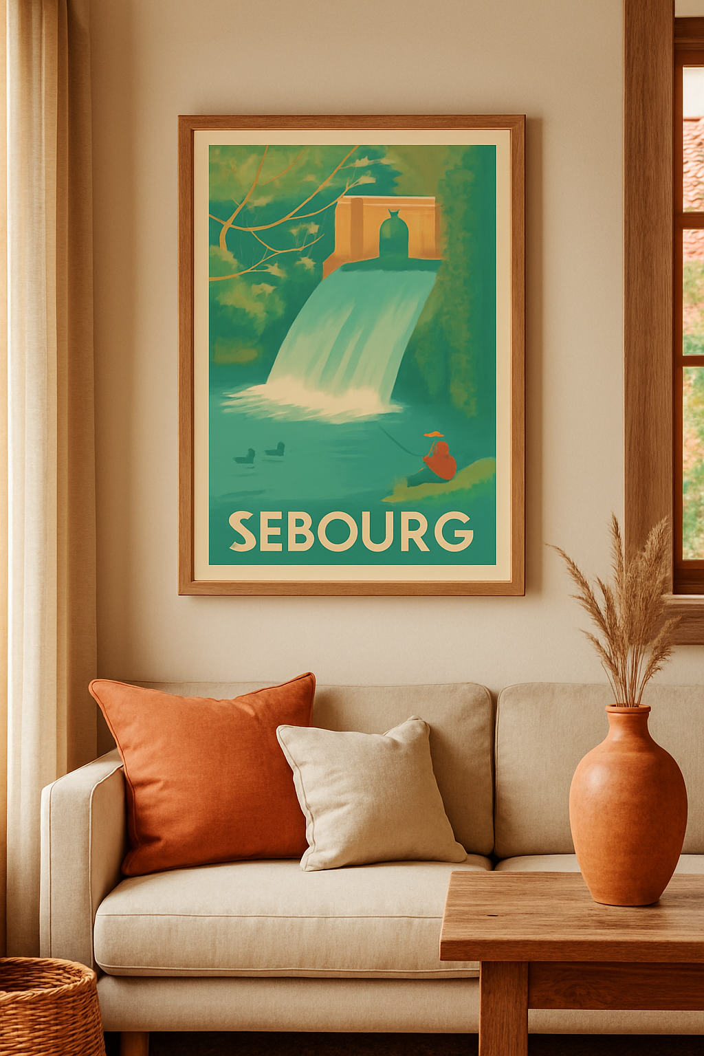 Affiche Sebourg — Tranquillité au bord de la cascade · poster d'art de Sebourg
