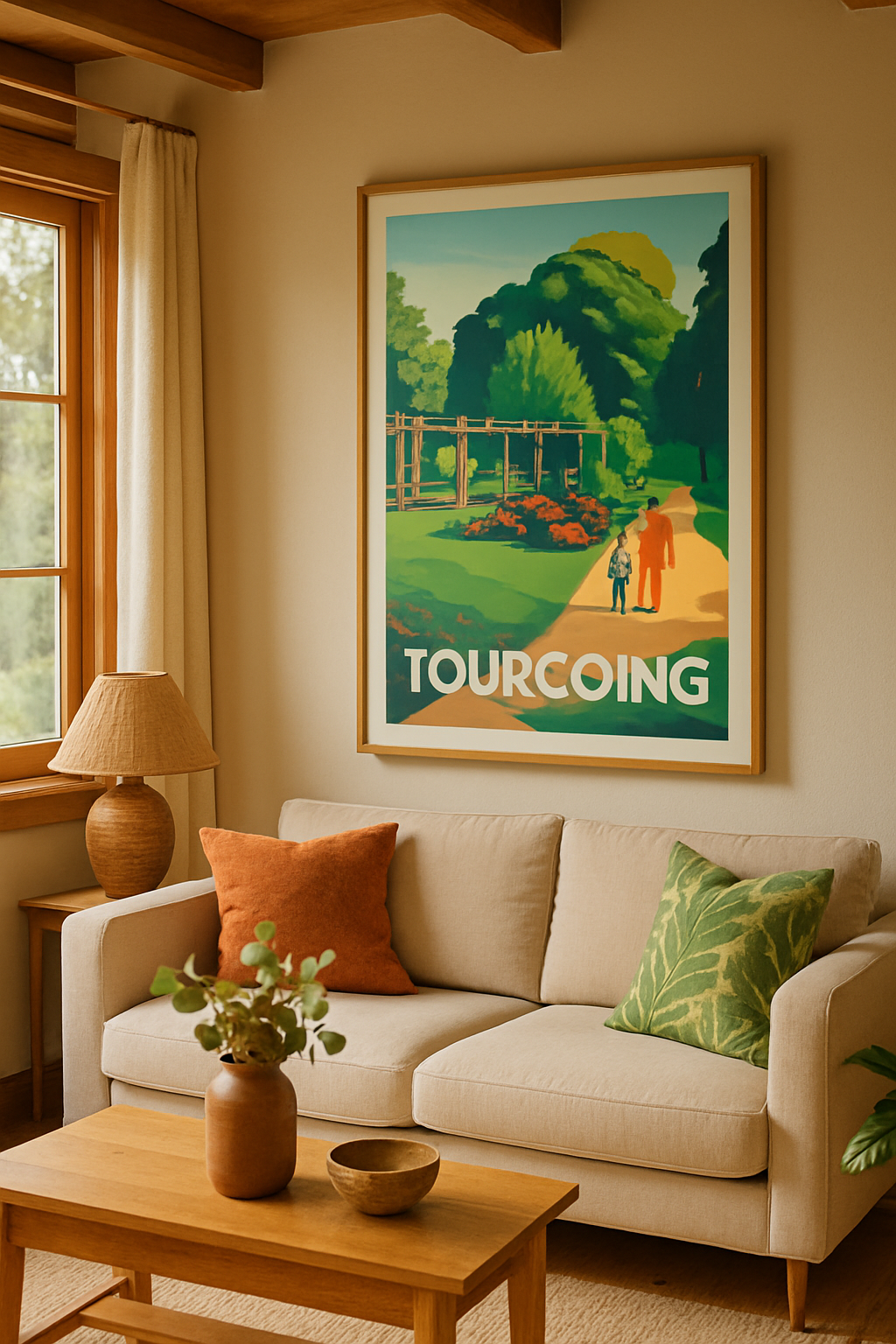 Affiche Tourcoing — Promenade bucolique au cœur de la nature · poster d'art de Tourcoing