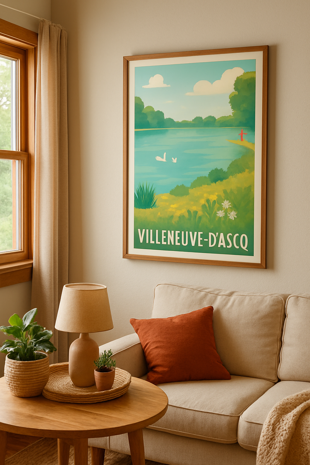 Affiche Villeneuve-d'Ascq — Sérénité au bord de l'eau · poster d'art de Villeneuve-d'Ascq