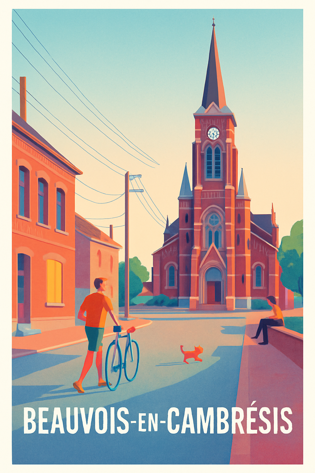 Nord France Pas de Cadre / 20 × 30cm Affiche de Beauvois-en-Cambrésis - Charme et Sérénité au Cœur du Village