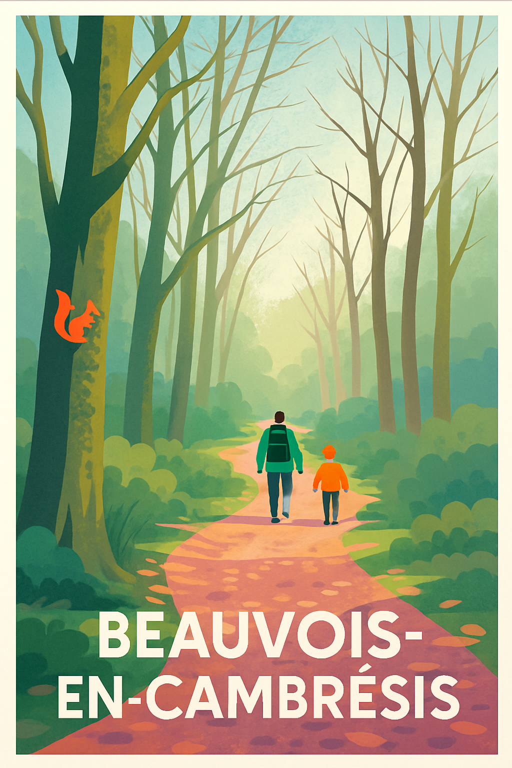 Nord France Pas de Cadre / 20 × 30cm Affiche de Beauvois-en-Cambrésis - Promenade bucolique en forêt