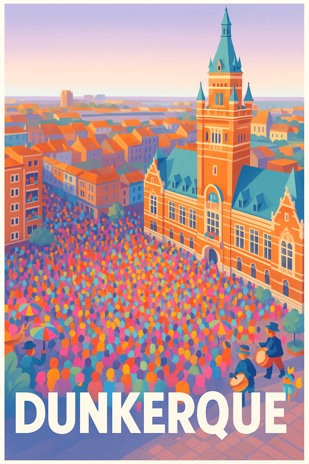 Nord France Pas de Cadre / 20 × 30cm Affiche de Dunkerque - Carnaval et couleurs du Nord