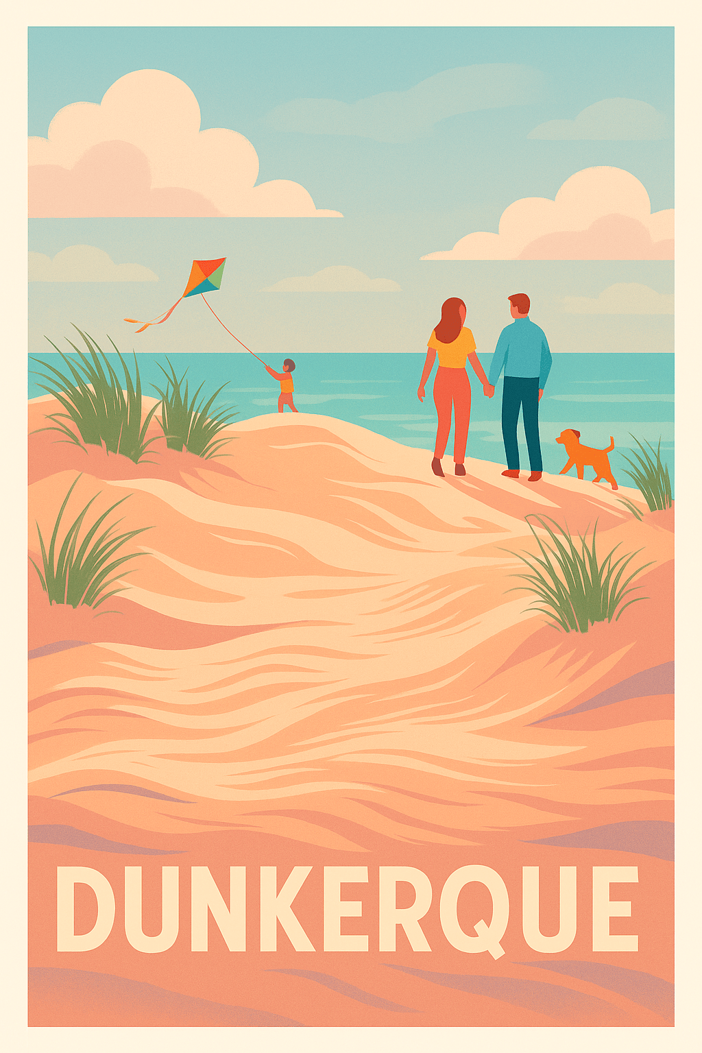 Nord France Pas de Cadre / 20 × 30cm Affiche de Dunkerque - Évasion en famille sur la côte d’Opale
