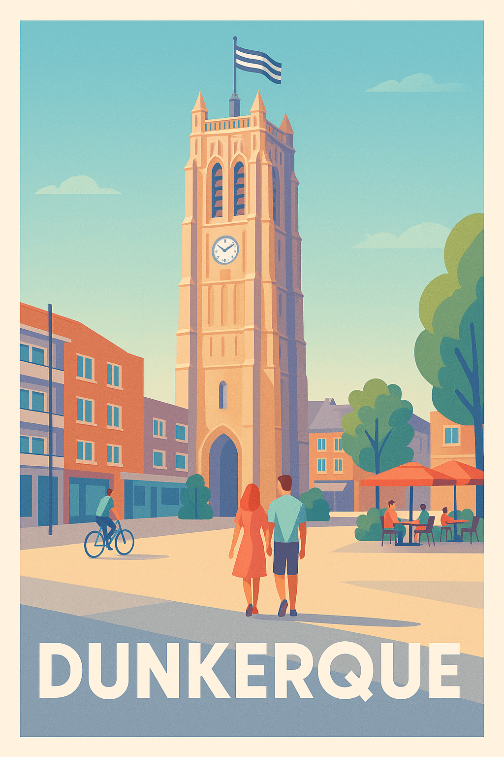 Nord France Pas de Cadre / 20 × 30cm Affiche de Dunkerque - L’élégance du Nord en lumière
