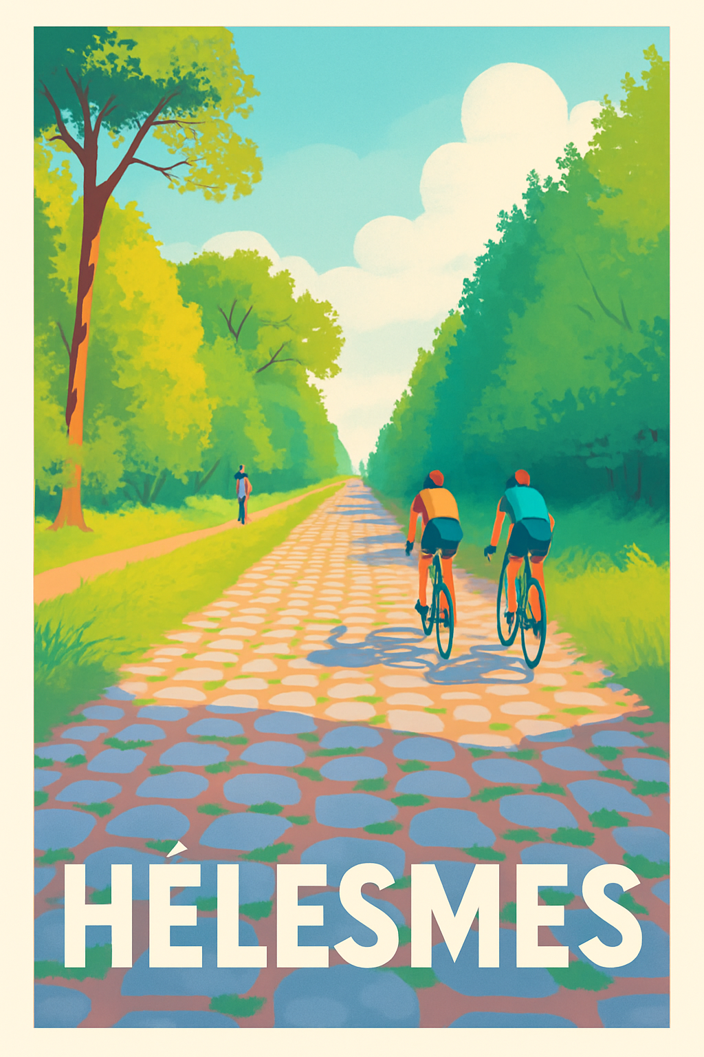 Affiche Hélèsmes — L'appel de la nature et du cyclisme · poster d'art de Hélèsmes