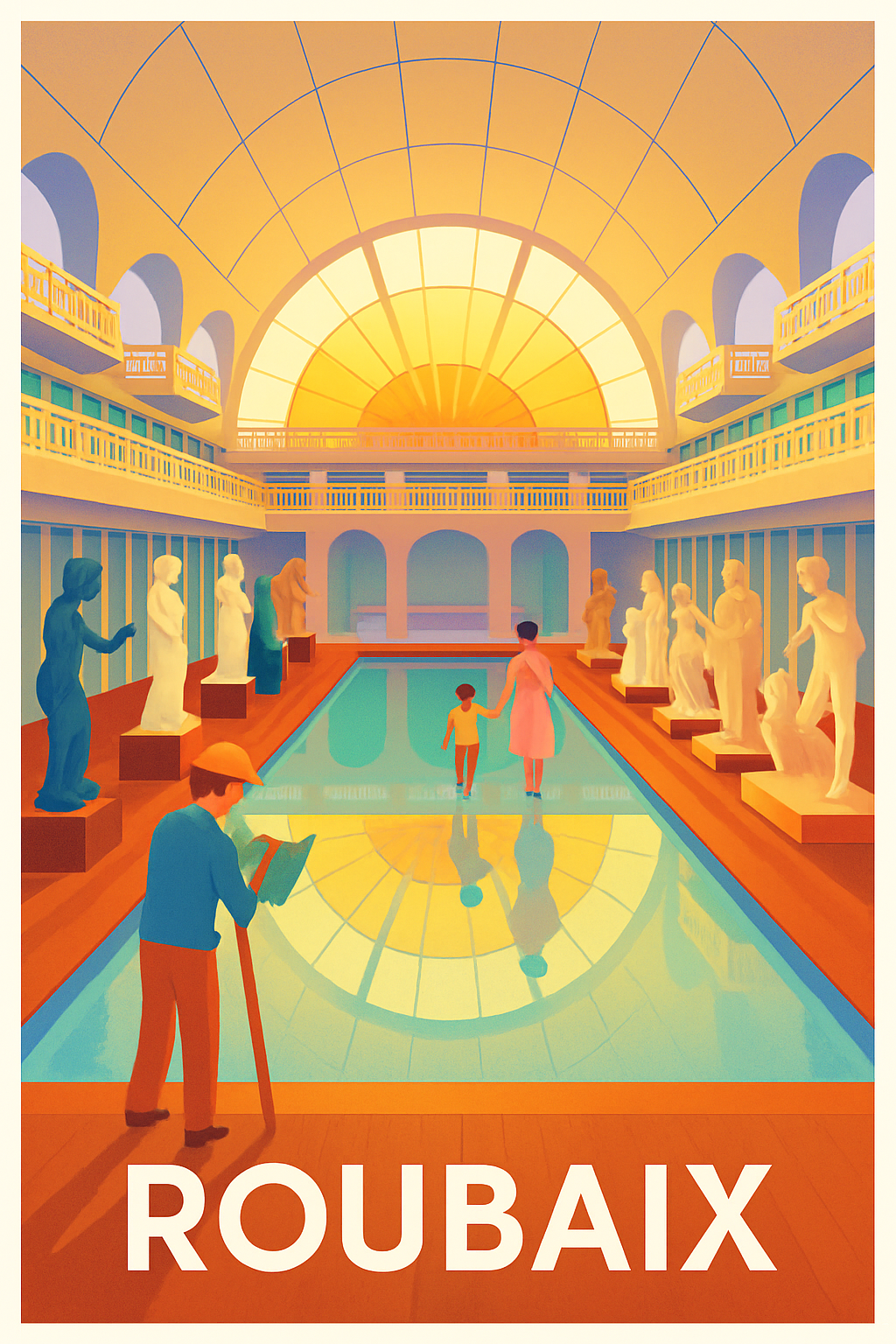 Nord France Pas de Cadre / 20 × 30cm Affiche de Roubaix - L'élégance intemporelle de la Piscine