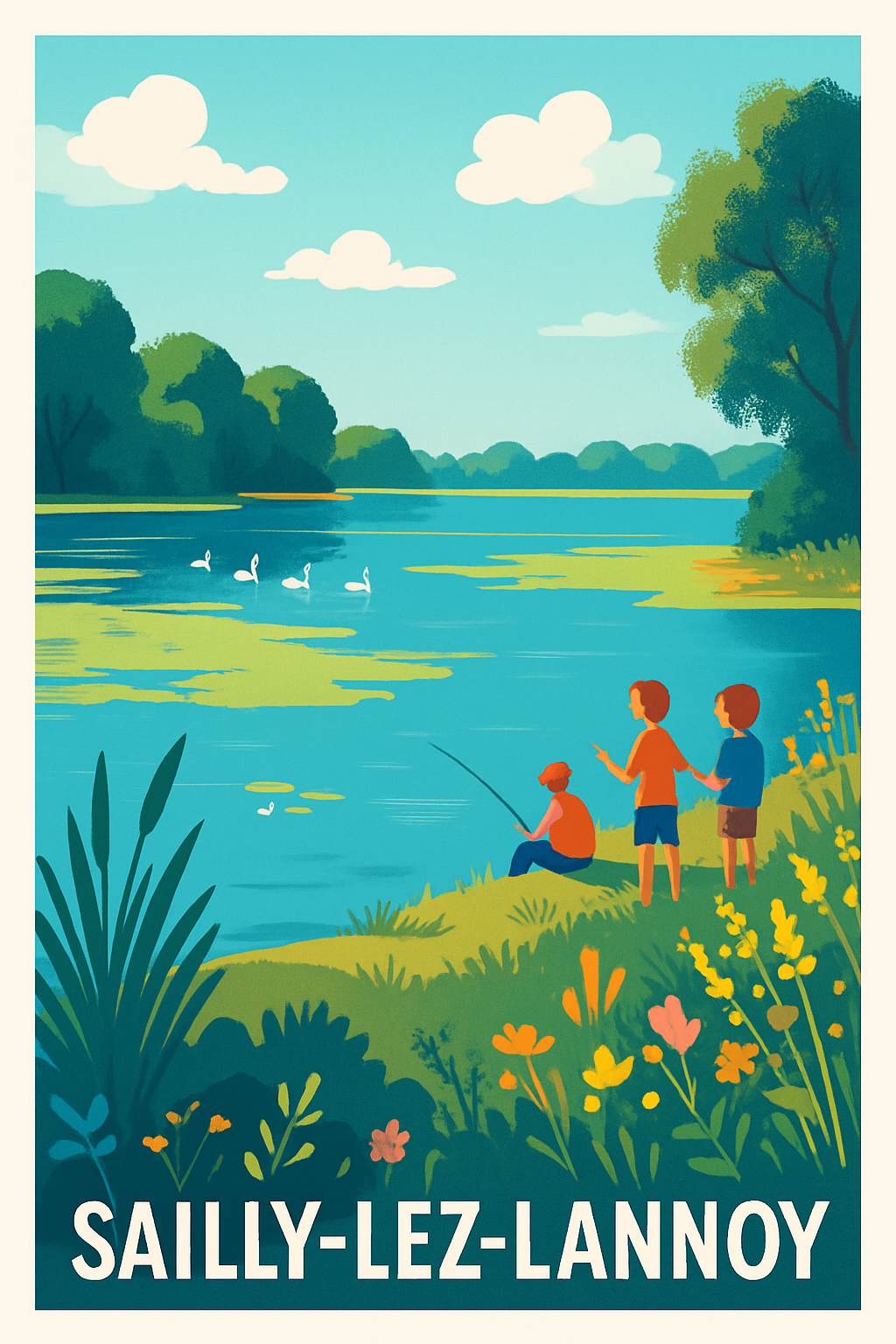 Nord France Pas de Cadre / 20 × 30cm Affiche de Sailly-Lez-Lannoy - Évasion nature au bord de l'eau