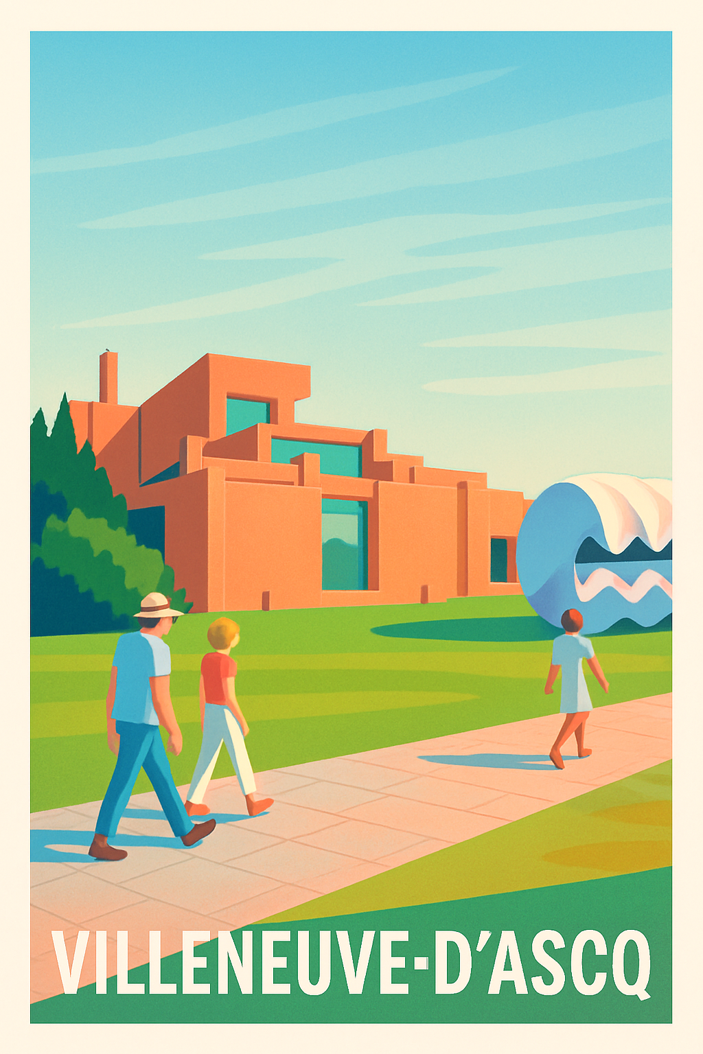 Nord France Pas de Cadre / 20 × 30cm Affiche de Villeneuve-d'Ascq - Architecture et espace vert en harmonie