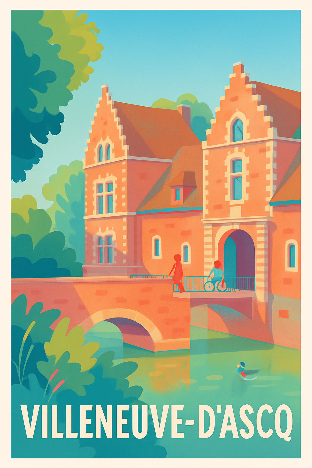 Nord France Pas de Cadre / 20 × 30cm Affiche de Villeneuve-d'Ascq - Charme et sérénité au fil de l'eau