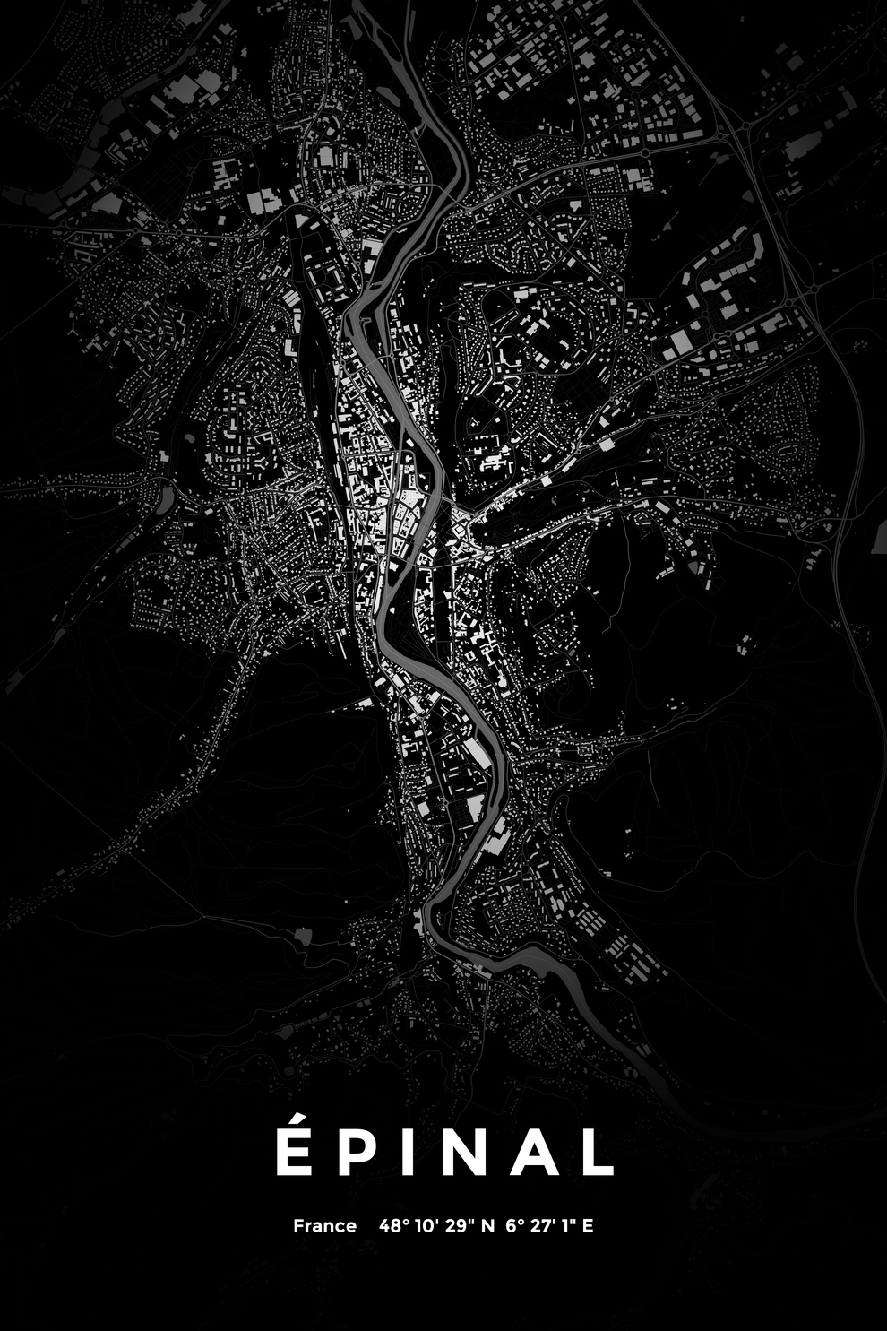 Carte d'Épinal nuit - Affiche personnalisée