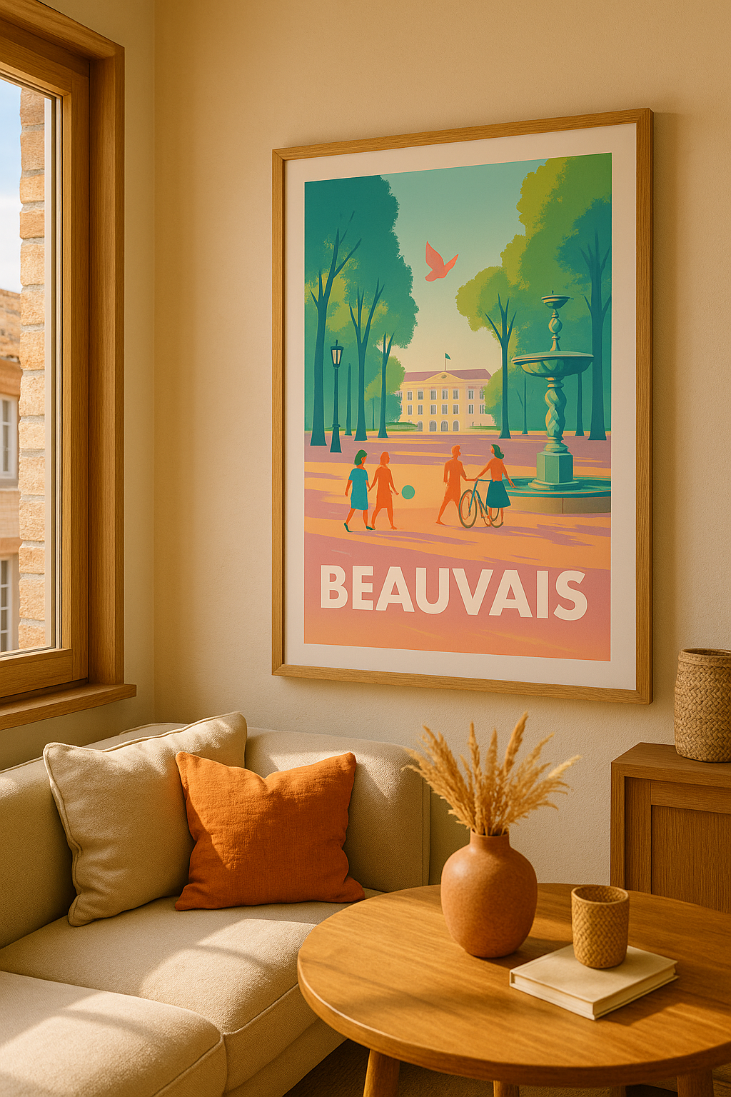 Affiche Beauvais — Promenade ensoleillée au cœur de la ville · poster d'art de Beauvais