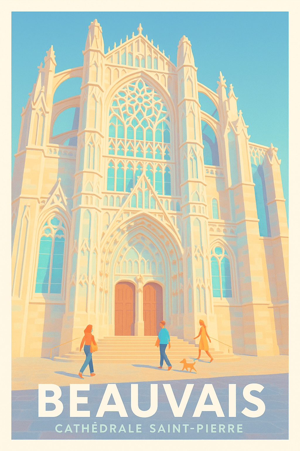 Oise France Pas de Cadre / 20 × 30cm Affiche de Beauvais - Splendeur de la Cathédrale Saint-Pierre