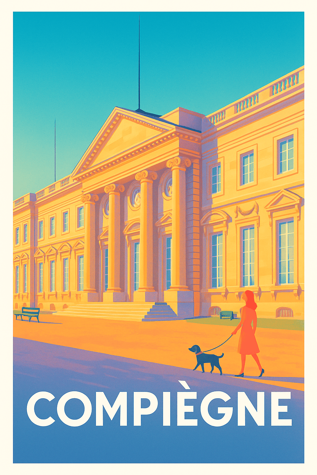 Oise France Pas de Cadre / 20 × 30cm Affiche de Compiègne - Élégance et histoire au cœur de la ville