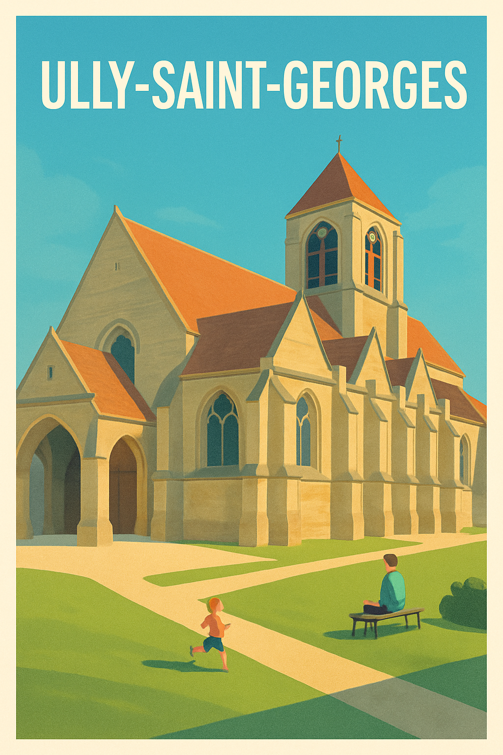 Oise France Pas de Cadre / 20 × 30cm Affiche de Ully-Saint-Georges - Charme et sérénité d'une église authentique