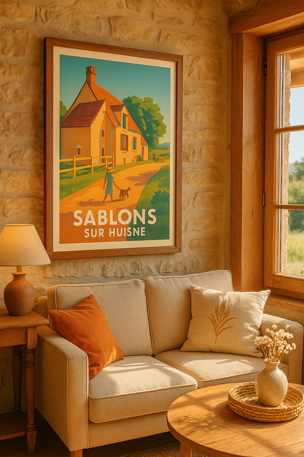 Affiche Sablons-sur-Huisne — Douceur et charme campagnard · poster d'art de Sablons-sur-Huisne