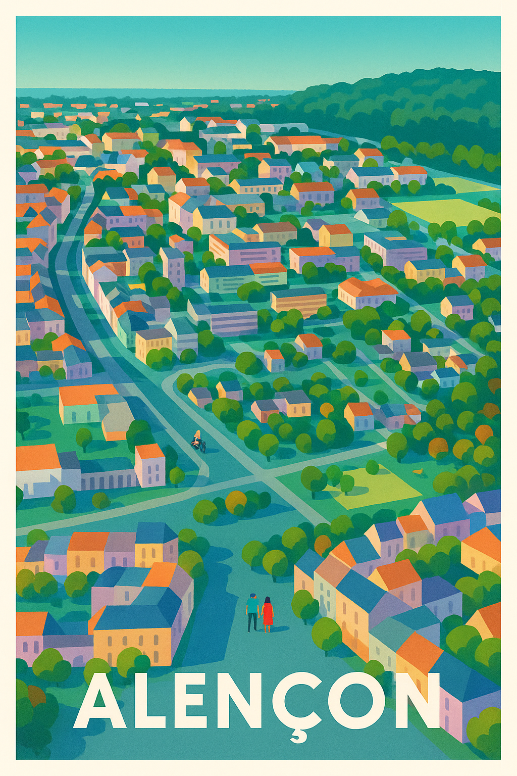 Orne France Pas de Cadre / 20 × 30cm Affiche Alençon - Douceur de vivre en Normandie