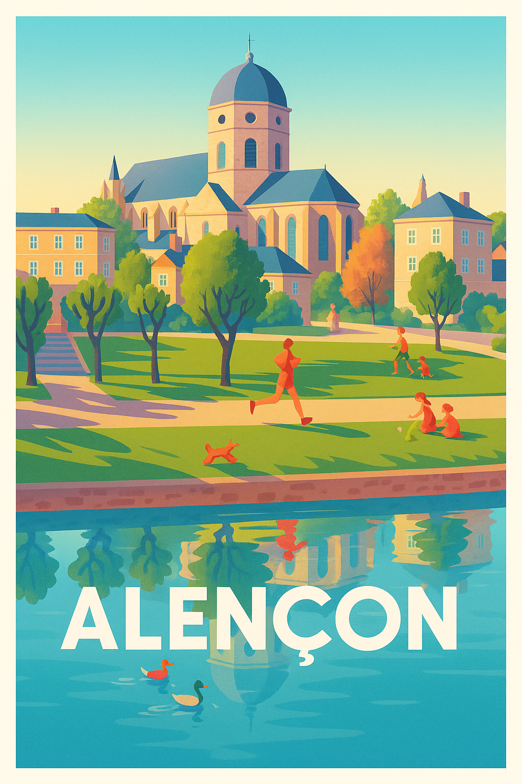 Orne France Pas de Cadre / 20 × 30cm Affiche Alençon - Sérénité au bord de l'eau