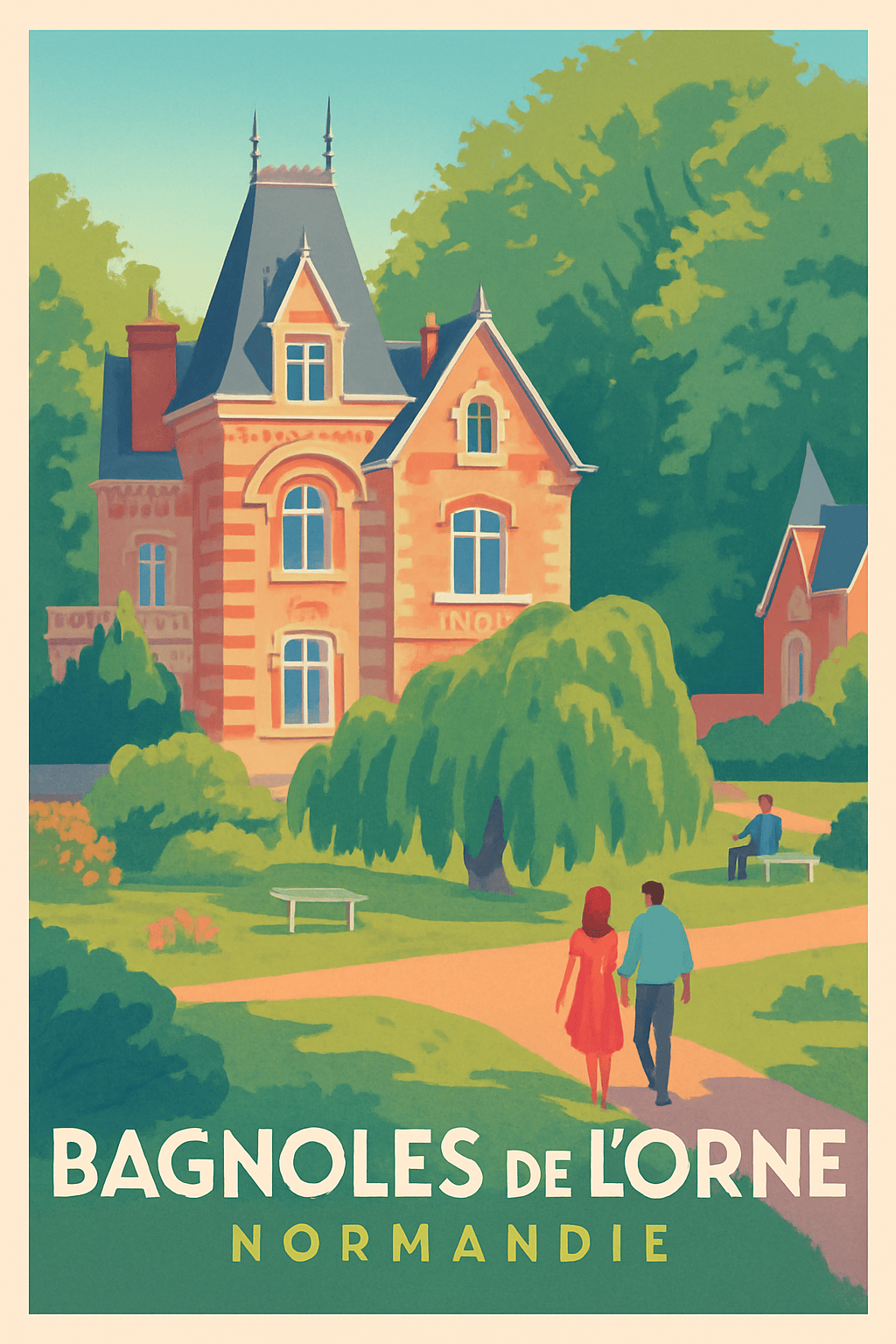 Affiche Bagnoles de l'Orne — Charme et sérénité normandes · poster d'art de Bagnoles de l'Orne