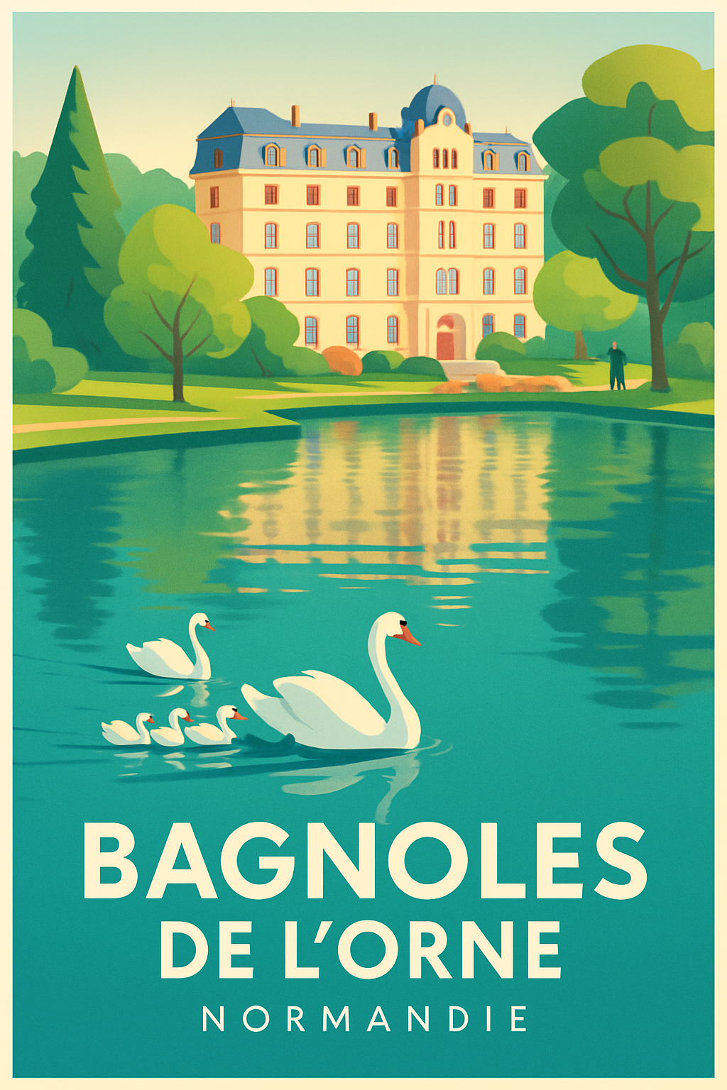 Affiche Bagnoles de l'Orne — Élégance et Sérénité en Normandie · poster d'art de Bagnoles de l'Orne