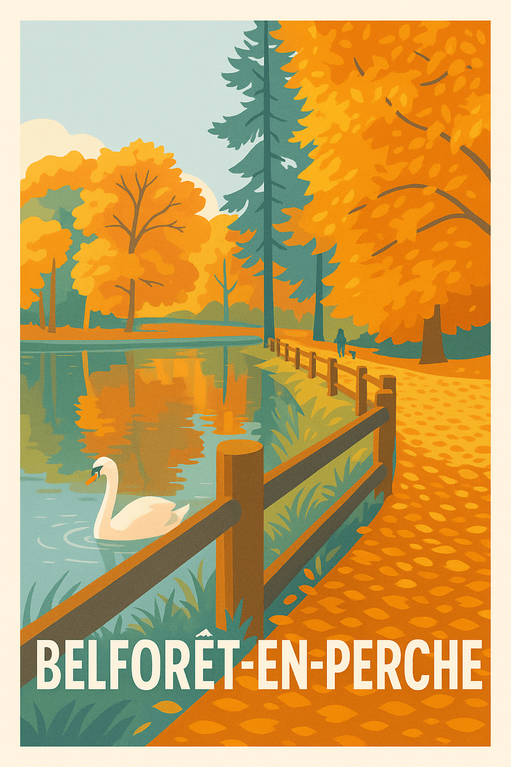 Orne France Pas de Cadre / 20 × 30cm Affiche de Belforêt-en-Perche - Balade automnale paisible
