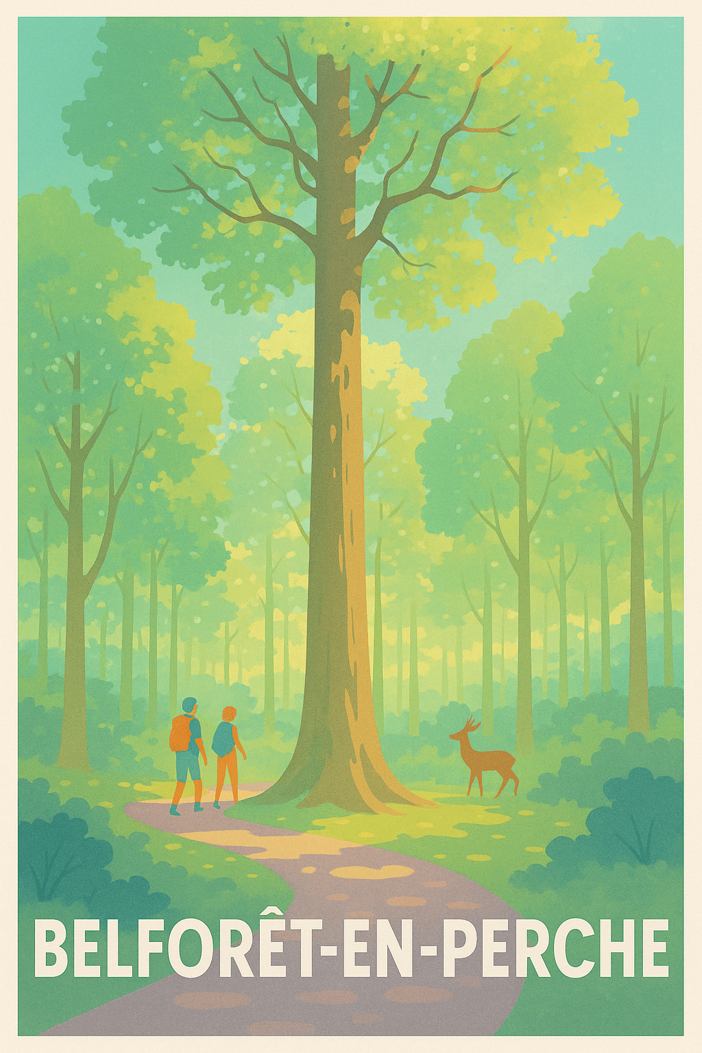 Orne France Pas de Cadre / 20 × 30cm Affiche de Belforêt-en-Perche - Invitation à la balade en forêt