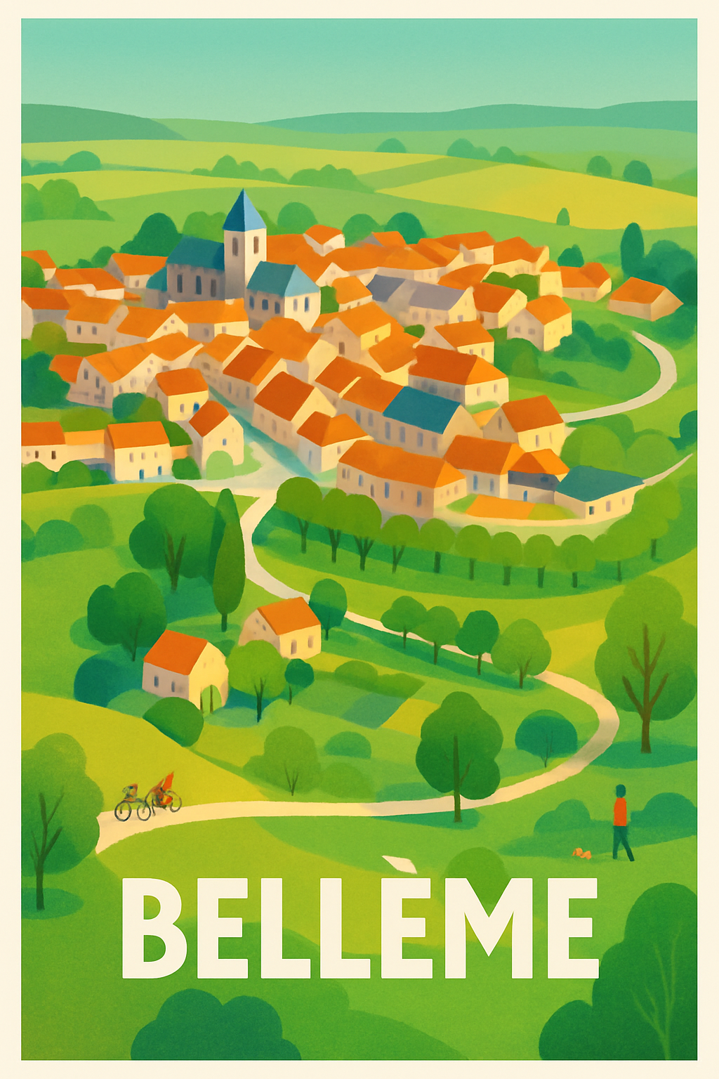 Orne France Pas de Cadre / 20 × 30cm Affiche de Bellême - Charme et quiétude en campagne normande