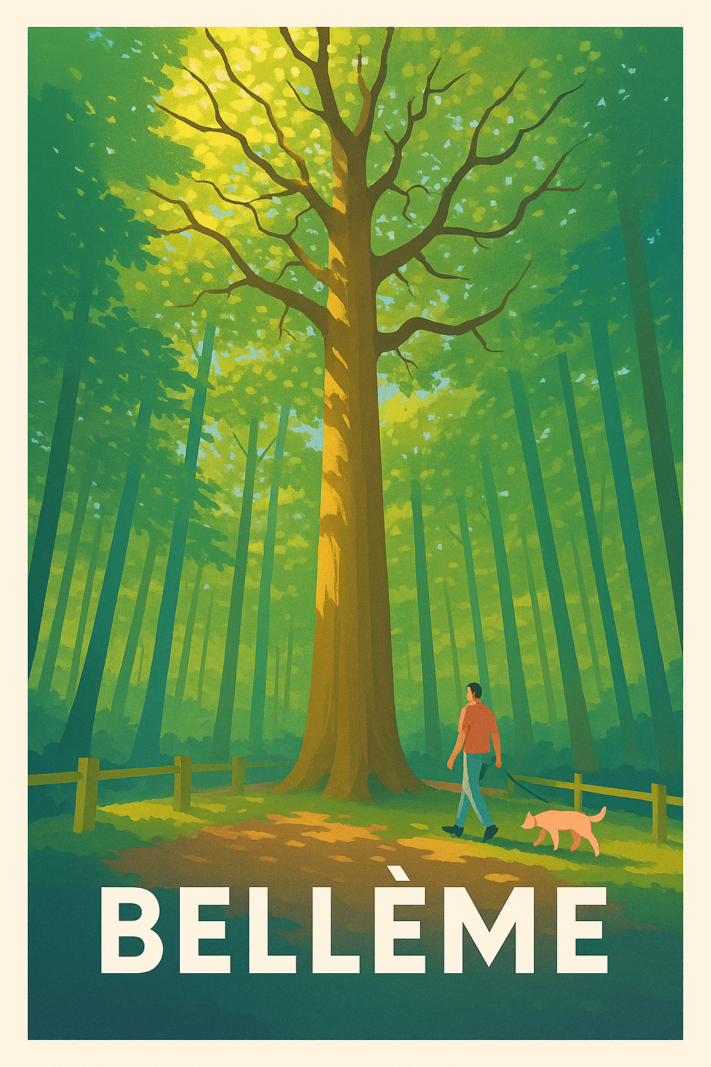 Orne France Pas de Cadre / 20 × 30cm Affiche de Bellême - Promenade au cœur de la forêt enchantée