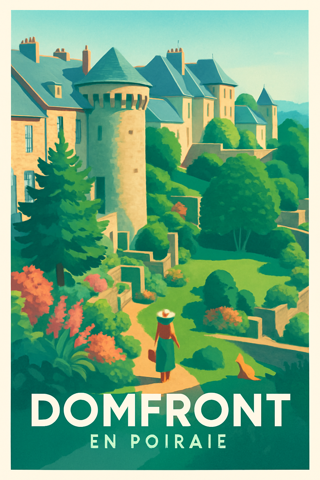 Orne France Pas de Cadre / 20 × 30cm Affiche de Domfront - Charme historique et nature verdoyante
