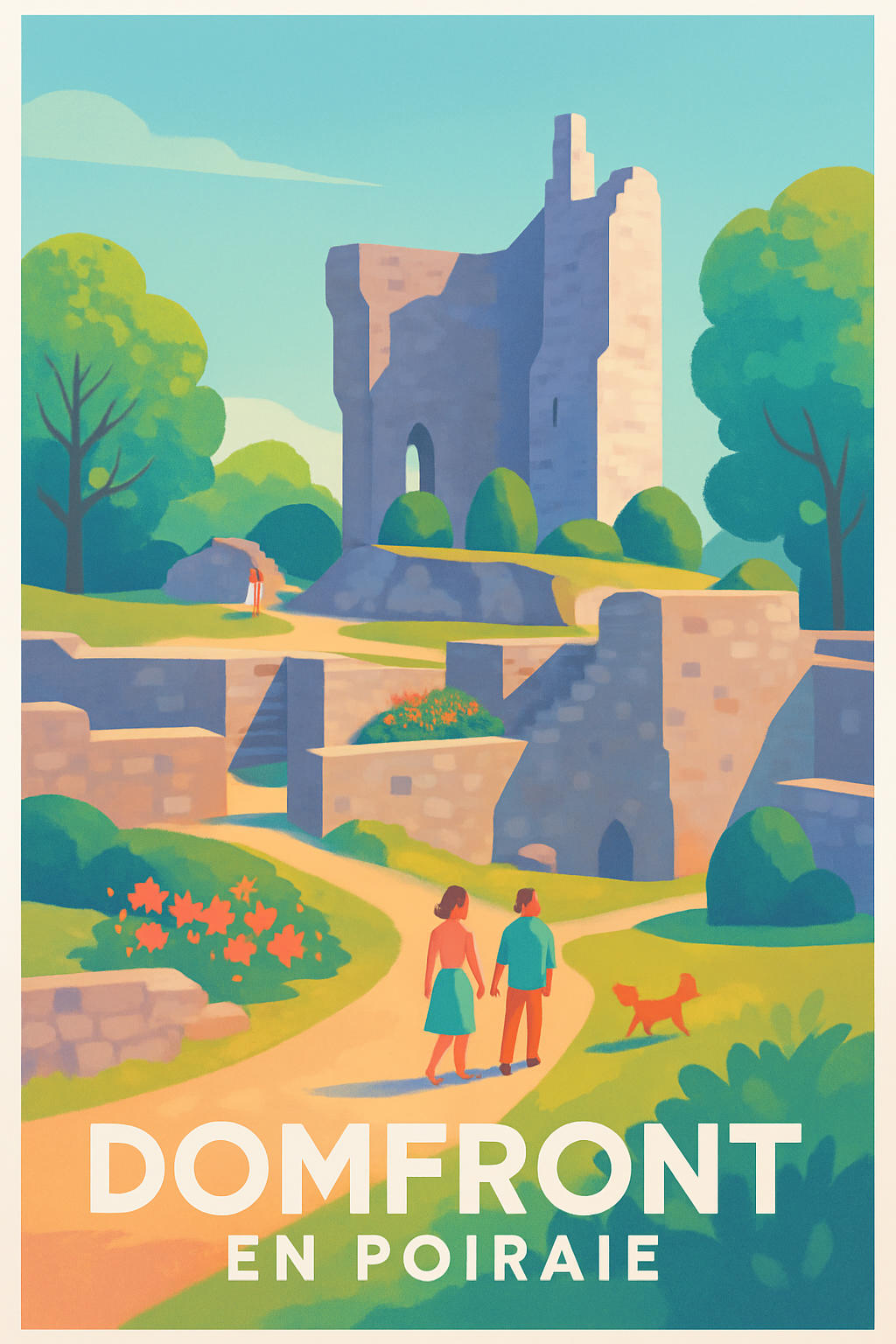 Affiche Domfront en Poiraie — L'élégance des ruines historiques · poster d'art de Domfront en Poiraie